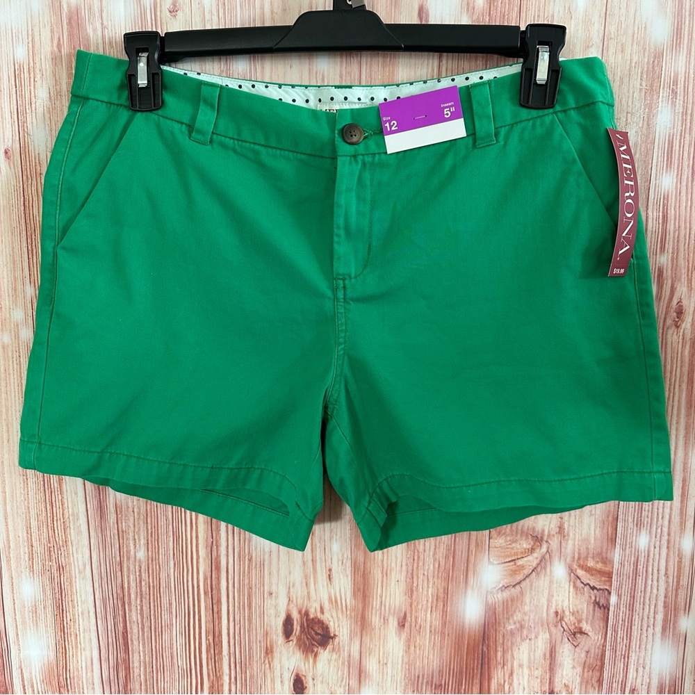 Merona Women's Green Stretch Chino Shorts